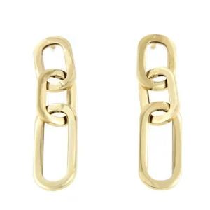 Roman Joyero Pendientes<DRERI pendiente oro amarillo 18 ktes tres eslabones grandes