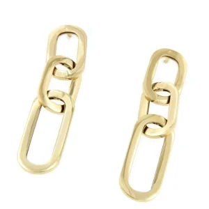 Roman Joyero Pendientes<DRERI pendiente oro amarillo 18 ktes tres eslabones grandes