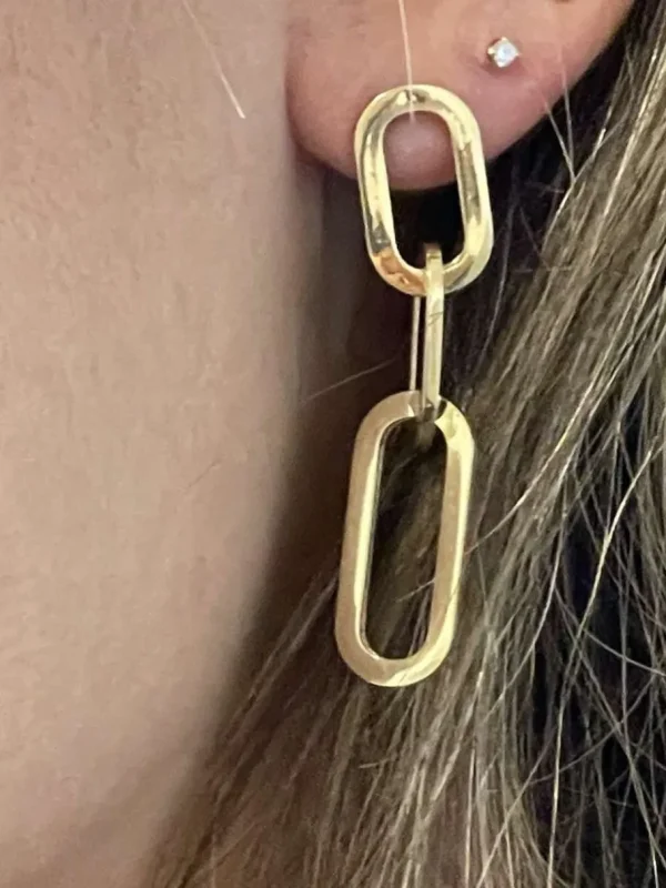 Roman Joyero Pendientes<DRERI pendiente oro amarillo 18 ktes tres eslabones grandes