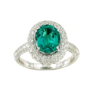 Roman Joyero Anillos<ECHO, anillo oro blanco de 18 kilates en brillantes y esmeralda o rubí