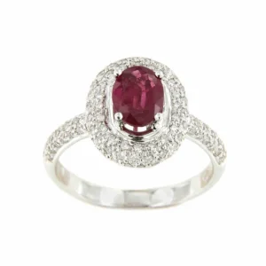 Roman Joyero Anillos<ECHO, anillo oro blanco de 18 kilates en brillantes y esmeralda o rubí