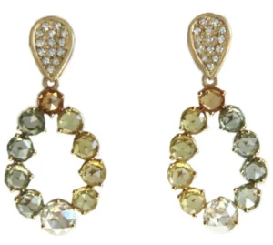 Roman Joyero Pendientes<ECLEPTICA, pendientes largos de oro amarillo con brillantes y zafiros