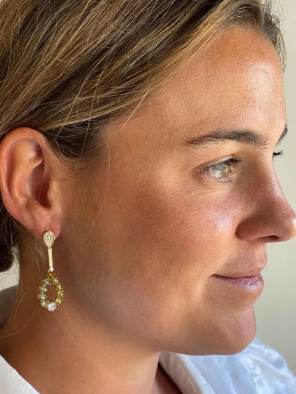 Roman Joyero Pendientes<ECLEPTICA, pendientes largos de oro amarillo con brillantes y zafiros