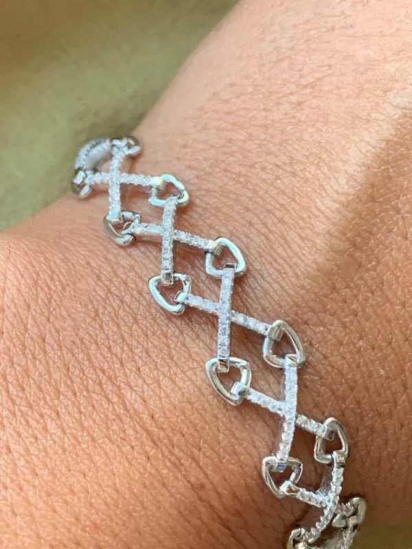 Roman Joyero Pulseras<FENICIAN, pulsera de plata de estilo clásico riviere y circonitas