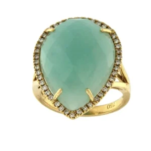 Roman Joyero Anillos<FROSINONE, Anillo de oro y diamantes con amazonite