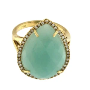 Roman Joyero Anillos<FROSINONE, Anillo de oro y diamantes con amazonite