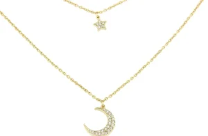 Roman Joyero Cadenas Y Gargantillas<Gargantilla doble de plata de ley con luna, estrella y circonitas