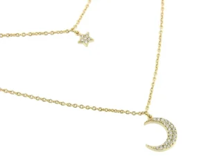 Roman Joyero Cadenas Y Gargantillas<Gargantilla doble de plata de ley con luna, estrella y circonitas