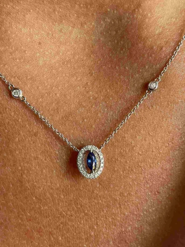 Roman Joyero Cadenas Y Gargantillas<Gargantilla GRENOBLE con colgante oro blanco 18 ktes brillantes y piedra