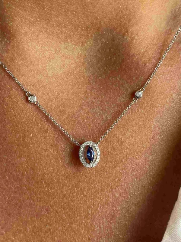 Roman Joyero Cadenas Y Gargantillas<Gargantilla GRENOBLE con colgante oro blanco 18 ktes brillantes y piedra