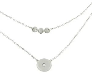 Roman Joyero Cadenas Y Gargantillas<Gargantilla larga doble en plata ley con tachuelas y círculo