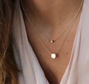Roman Joyero Cadenas Y Gargantillas<Gargantilla larga doble en plata ley con tachuelas y círculo