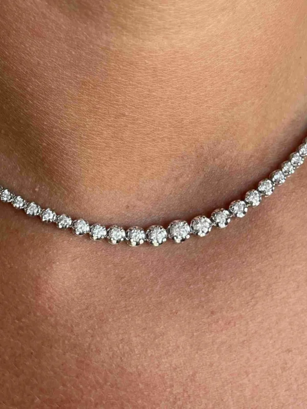 Roman Joyero Cadenas Y Gargantillas<Gargantilla TROYES riviere de brillante en disminución en oro blanco 18 ktes