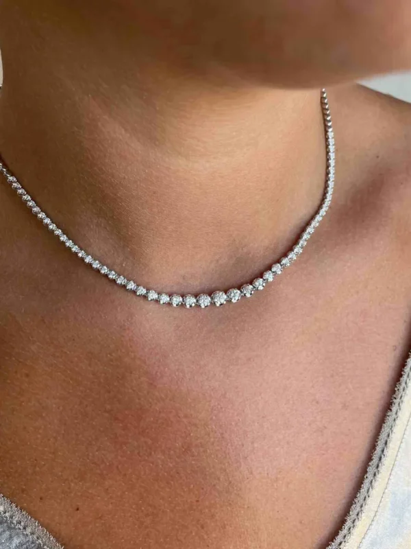 Roman Joyero Cadenas Y Gargantillas<Gargantilla TROYES riviere de brillante en disminución en oro blanco 18 ktes