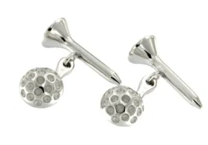 Roman Joyero Gemelos<Gemelos de caballero en plata con media bola de golf y tee.