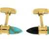 Roman Joyero Gemelos<Gemelos de plata dorados con piedras turquesa y onyx