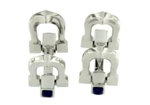 Roman Joyero Gemelos<Gemelos dobles de plata para caballero con piedra lapislázuli