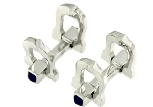 Roman Joyero Gemelos<Gemelos dobles de plata para caballero con piedra lapislázuli