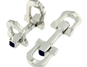Roman Joyero Gemelos<Gemelos dobles de plata para caballero con piedra lapislázuli