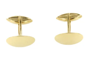 Roman Joyero Gemelos<Gemelos LUSO lisos forma ovalada en oro amarillo de 18 ktes
