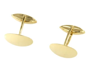 Roman Joyero Gemelos<Gemelos LUSO lisos forma ovalada en oro amarillo de 18 ktes