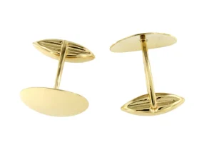 Roman Joyero Gemelos<Gemelos LUSO lisos forma ovalada en oro amarillo de 18 ktes