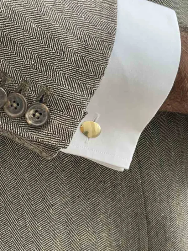 Roman Joyero Gemelos<Gemelos LUSO lisos forma ovalada en oro amarillo de 18 ktes