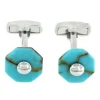 Roman Joyero Gemelos<Gemelos originales en plata dorada y con piedra turquesa