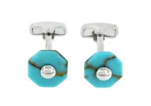 Roman Joyero Gemelos<Gemelos originales en plata dorada y con piedra turquesa