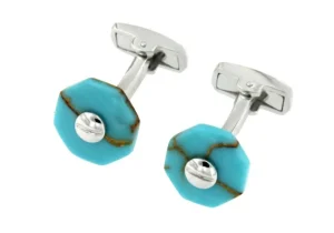 Roman Joyero Gemelos<Gemelos originales en plata dorada y con piedra turquesa