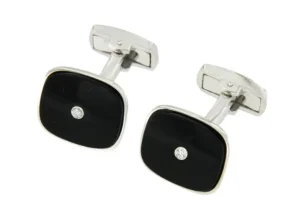 Roman Joyero Gemelos<Gemelos para caballero plata de primera ley con piedra onyx