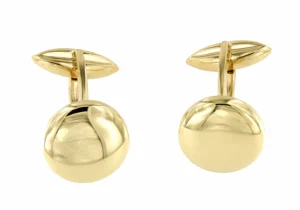 Roman Joyero Gemelos<Gemelos TRAVIESO forma redonda en oro amarillo de 18 kilates