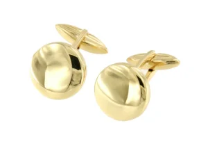 Roman Joyero Gemelos<Gemelos TRAVIESO forma redonda en oro amarillo de 18 kilates