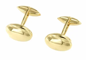Roman Joyero Gemelos<Gemelos VISEU de oro amarillo de 18 kilates en forma ovalada