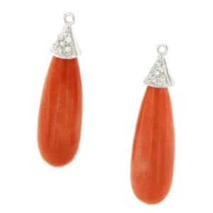 Roman Joyero Pendientes<GUAJIRA, perillas de corales con casquilla de brillantes