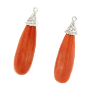 Roman Joyero Pendientes<GUAJIRA, perillas de corales con casquilla de brillantes