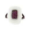 Roman Joyero Anillos<JAYUYA anillo de oro blanco, ágata, diamante y rubíes