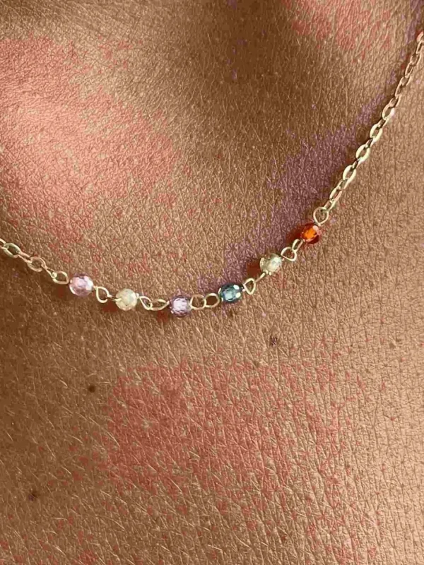 Roman Joyero Cadenas Y Gargantillas<KARAN cadenita con piedras semipreciosas en oro 18 ktes