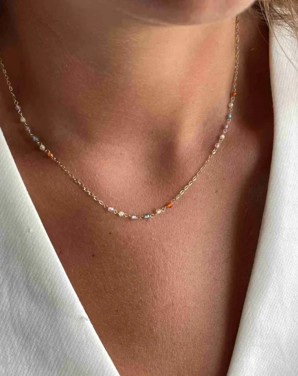 Roman Joyero Cadenas Y Gargantillas<KARAN cadenita con piedras semipreciosas en oro 18 ktes