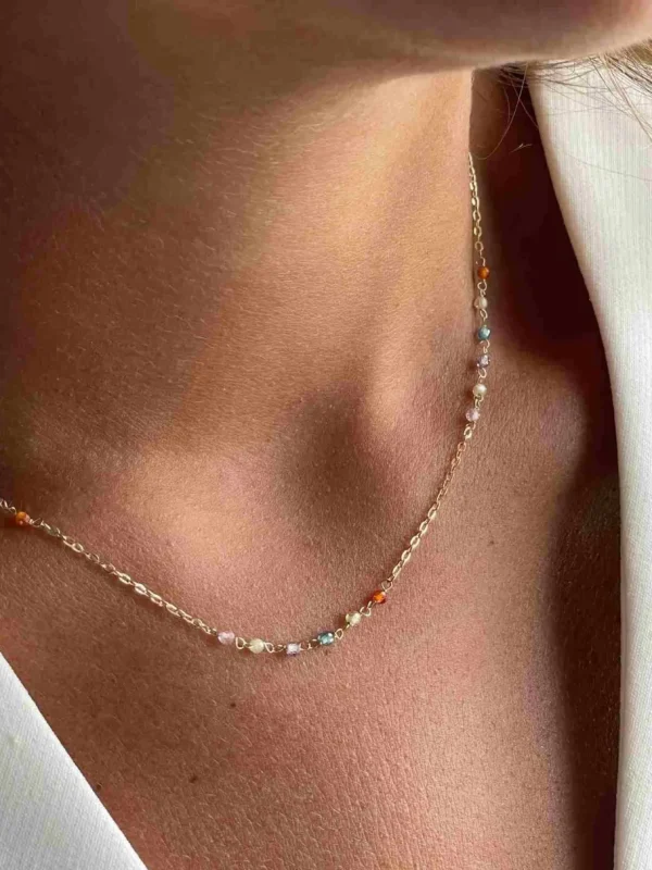 Roman Joyero Cadenas Y Gargantillas<KARAN cadenita con piedras semipreciosas en oro 18 ktes