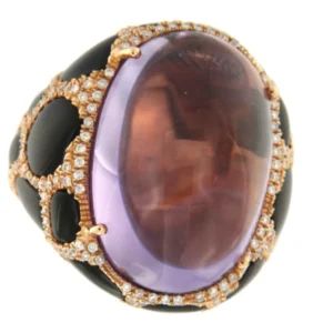 Roman Joyero Anillos<KIZOMBA, anillo de oro amarillo con onyx y amatista