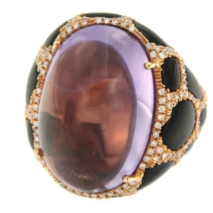 Roman Joyero Anillos<KIZOMBA, anillo de oro amarillo con onyx y amatista