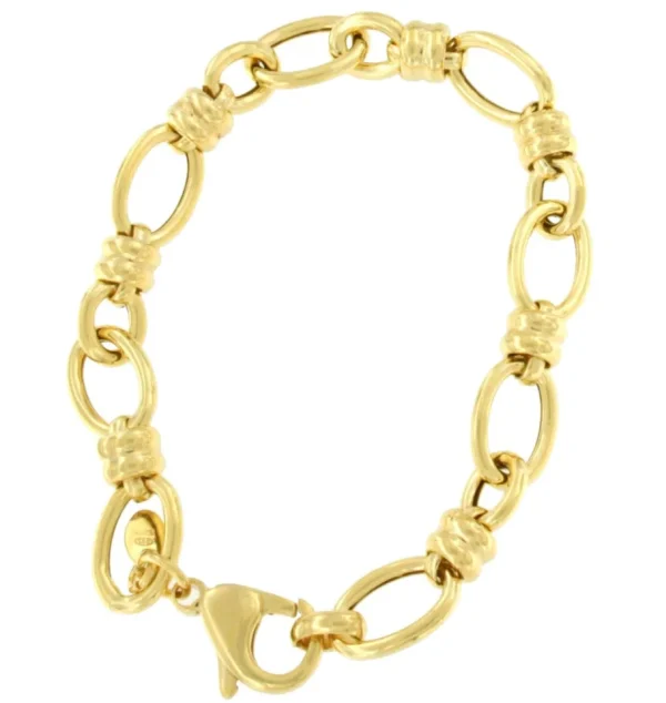 Roman Joyero Pulseras<MACERATA pulsera plata 1ª ley bañada oro eslabones huecos