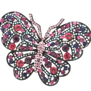 Roman Joyero Acero<MALEFICA, broche en acero en forma de mariposa y circonitas.