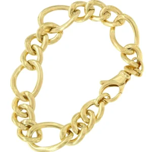 Roman Joyero Pulseras<MAUI pulsera plata 1ª ley bañada oro eslabones barbados 3 X 1