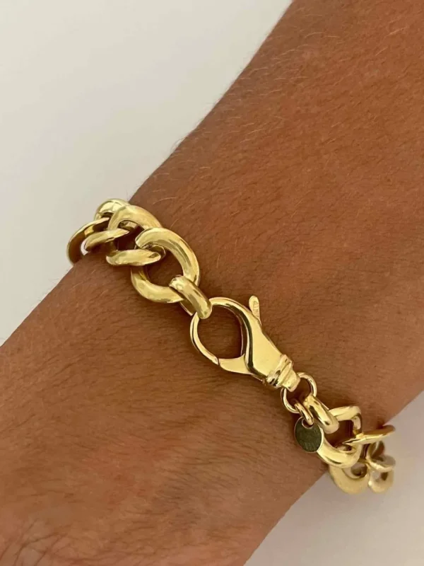 Roman Joyero Pulseras<MAUI pulsera plata 1ª ley bañada oro eslabones barbados 3 X 1