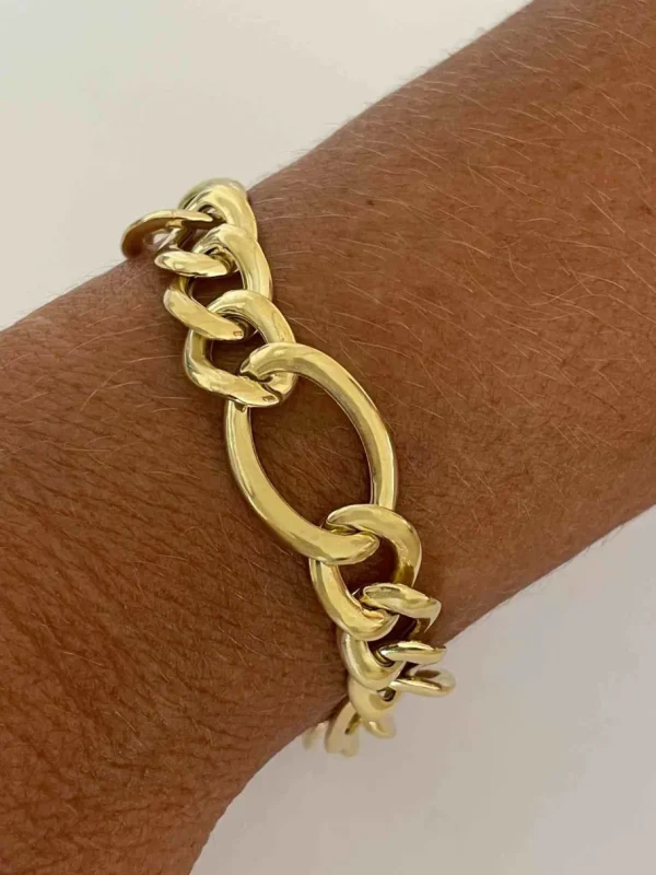 Roman Joyero Pulseras<MAUI pulsera plata 1ª ley bañada oro eslabones barbados 3 X 1