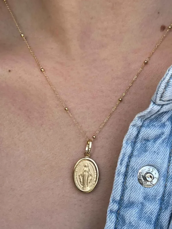 Roman Joyero Colgantes<Medalla MIMOSA de la Virgen de la Milagrosa en oro de 18 kilates