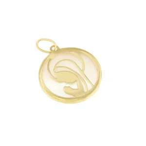 Roman Joyero Colgantes<Medalla SARRIA virgen niña en oro amarillo 18 ktes y nácar