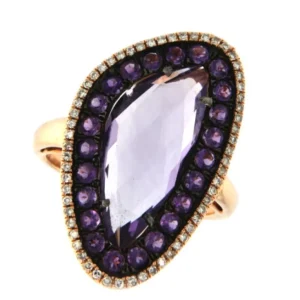 Roman Joyero Anillos<MILONGA, anillo de oro rosa con diamante y amatista